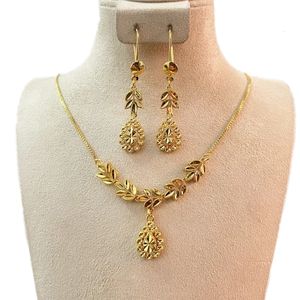 Wedding Jewelry Sets Dubai for Women 24k Gold Color Love Ethiopian African Heart Necklace Earrings Arab Bridal Dowry 231016