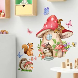 Wall Stickers T52# Animal Mushroom Butterfly Sticker Kids Room Background Home Decoration Mural Living Wallpaper Funny Decal 231017