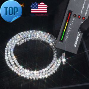 Ouro prata vvs moissanite gelado correntes diamante cluster tênis corrente colar para mulheres dos homens 3mm 4mm 5mm