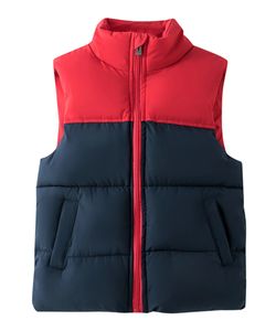 Gilet 4-10T Gilet per bambini Cappotto invernale Abbigliamento per bambini Ragazze Ragazzi Autunno Inverno Gilet caldo Cerniera frontale Design Patchwork 231016