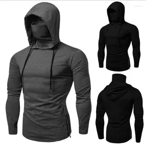 Herrtröjor män solid färg långärmad huva tröja för man sport fitness gym som kör svart grå casual pullover toppar