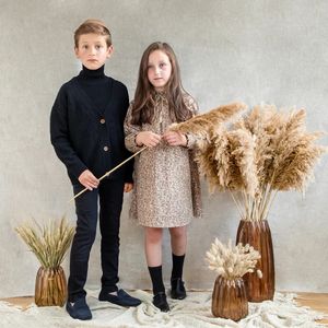 Cardigan Kids Swegents Childre Thebled Entlect Boys Girls Wool Wool Knit تحت Topscardigan سراويل الأطفال الأخ الأخ