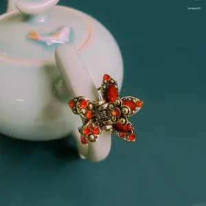 Haarspangen Morkopela Blumenschmuck Vintage Strass Kleine Klaue Krabbe Antik Metall Clip Für Frauen Accessoires