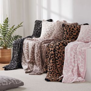 Blankets Half Sides Fleece Boho Style Sonic Stitch Blanket for Barefoot Child Home Leopard Print Plaid Throw Bedspreads 231017