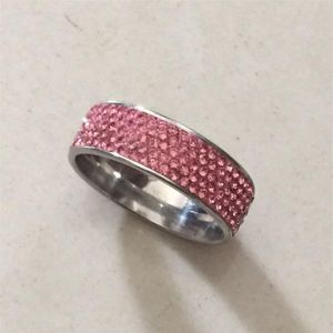 Anelli di fidanzamento con zirconi completi per donna Design alla moda colore rosa Anelli nuziali femminili anel Cristalli austriaci Gioielli di alta qualità293O