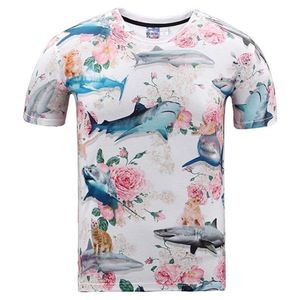 3D T-skjortor fin t-shirt män kvinnor sommarstoppar tees skjorta 3d tryck vackra rosor blommor haj märke 3d t-shirt asia plus size225l