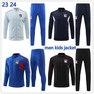 2023 2024 Lyon uomini e bambini giacca tuta da calcio maglie set Survêtement 22 23 24 Lyonnais tuta con cerniera L. PAQUETA OL AOUAR tuta da allenamento da calcio set da jogging