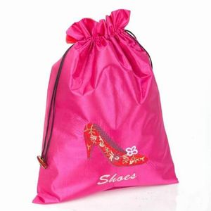 Embroidery High-heel shoe Drawstring Shoe Bags Storage Pouch Double Layer Satin Fabric Travel Bag Shoes Jewelry Packaging 36 x 27c198q