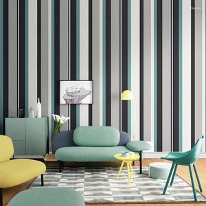 Wallpapers Modern Vertical Strips Matte Contact Wall Paper Red Blue Yellow Purple Non Woven Bedroom Living Room Mural Papel De Parede