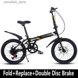 Bikes Ride-Ons Folding Bike 20 inch 7 speed disc brake portable light cycling Adult Kids Students bicicleta road bicycle Men and Women Portab Q231018