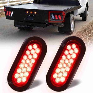 Car Tail Lights 2pcs 6'' Car LED Oval Tail Light Upgrade Rear Brake Hamburger signal Lamp For Truck Trailer RV SUV Van Bus Lorry Caravan tractor Q231017