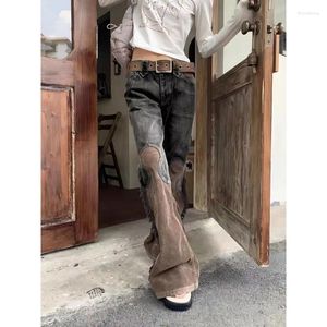 Women's Jeans Women High Waisted Make Old Splices Tassels Micro Flared Pants Design Sense Fashion Trend Floor Mopping Lady Clothes