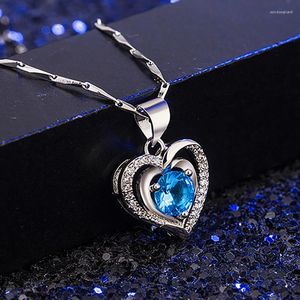 Colares Pingente Temperamento Clássico Elegante Amor Strass Colar Para Mulheres Charme Lindo Zircônia Kolye Bijoux Amante Presente de Aniversário