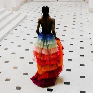 Skirts Multi Colored High Low Long Tulle Fluffy Tiered Tutu Bridal Skirt Custom Made Stylish Women