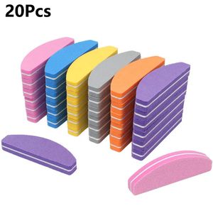 Nail Files 20Pcs 100180 Mini Short File Sponge Washable Half Moonshaped Buffering Portable Dualsided Manicure Accessories 231017