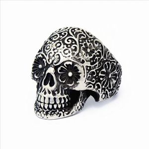 Todo novo 50 peças de aço inoxidável masculino prata punk rock gótico crânio motociclista joias anéis nova chegada257f