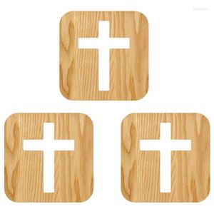 Bordslampor 3x 3D LED -lamp nattljus USB Desk Christianity Crucifix Crafts for Gift Home Decoration Wood Cross