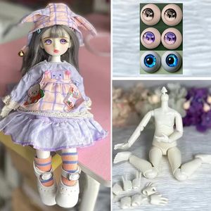 Dockor Full Set 1 6 BJD Doll Fashion Suit 30cm med 3 par Eyes Kids Girls Toy Gift Open Head 231016