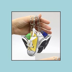 Keychains Lanyards Keychains Fashion Accessories Creative Key Ring Chain Mini Canvas Shoes Sneaker Tennis Keychain Simation Sport Fu DHVQY