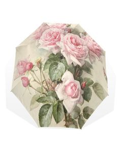 Vintage Shabby Floral Print Women Rain Paraply Chic Pink Rose Three Folding Girl Dålig bärbar automatisk Parapluie 2112278311349