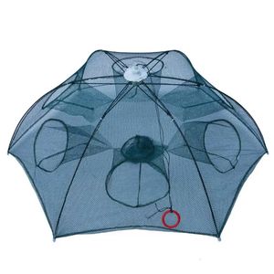 Fisketillbehör -16 hål förstärkta fisknäträka burfällbar nylon automatisk paraplyform fiskfälla gjutna netto fällbara netto 231017