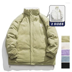 Men's Jackets Men Double Sided Jacket Fleece Corduroy Parkas Couple Autumn Winter Lamb Velvet Coat Y2K Korean Fashion Loose Streetwear