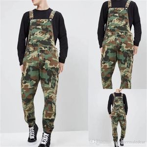 JanuariSnow Camouflage Denim Mens Overalls Designer Tryckt Jeans Jumpsuits Fashion Slim Male Long Pants293a