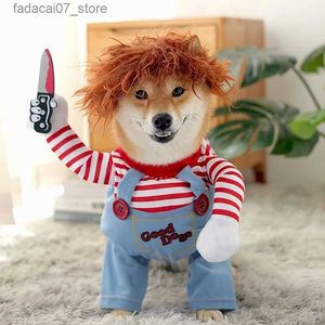 Cat Costumes Funny Dog Clothes Dogs Cosplay Costume Halloween Comical Outfits Holding A Knife Set Pet Dog Cat Festival Party Clothing 2023 YQ231017