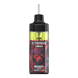 Frete grátis para a porta Tastefog Mega 12K Puffs Vapes descartáveis Vagem recarregável 12000 Puff E-Cigarette Pod 2% 15ml 650mAh 12 sabores com controle de fluxo de ar de lanterna LED