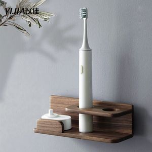Titulares de escova de dentes preto noz madeira maciça livre perfuração recarregável titular escova de dentes elétrica acessórios do banheiro armazenamento escova de dentes 231013