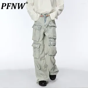 Męskie dżinsy Pfnw Multi Pockets Dżinsowe spodnie towarowe High Street Nisza Projekt męski Safari Style Tech Wear 2023 Autumn Trenda 28W1646
