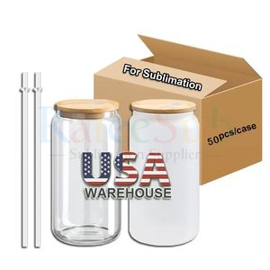 USA/Can Local Warehouse 2 Days Delivery 16oz glas vattenflaskor glas muggar kaffe teajuice soda tumblers