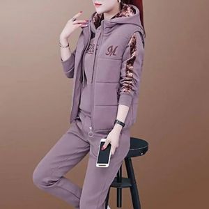 Kvinnors träningsdräkter Fashion Warm Three Piece Set Women Outfit Fall Winter Thicken Tracksuit Casual Waistcoat Hoodies Pant Female Sweat Suit 231016
