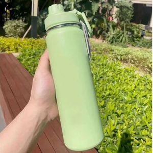 710ml Insulated Water Cup LU Sport Gym Vacuum Bottles Portable Leakproof Outdoor Cup Stainless Steel Thermos Pure Color