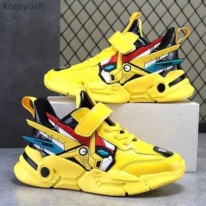 Athletic Outdoor Children Tennis Kids Boys Casual Shoes Fashion Breathable Mesh Sneakers 5-10y Lightweight Sole Schoole Flats Yellow Blue RedL231017