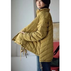 Parka da donna in piumino MICOCO Y8003C Piumino sottile con corda da tirare con parola A e design letterario e ricreativo a linee diagonali 231016