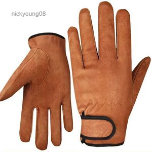 Fingerless Gloves Sheepskin Sports Gloves Daily Leisure Working Golf Glove Warterproof Soft Cow Leather Gloves Mens And WomensL231017