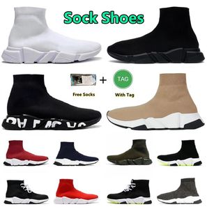 Designer Boots Sock Shoes Comfort Sole Breathable Men Women Platform Hommes Mesh Trainer Black Glitter Knitted Triple Black White Jooging Walking sneakers