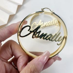 Hoop Huggie Qitian Brincos de argola personalizados Nome Brincos de argola grossos personalizados Brincos de argola grandes Brincos de nome feminino Presentes de Natal 231016