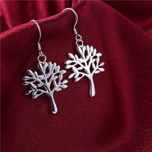 Energy tree sterling silver plated earrings size 3 8CM 1 9CM DMSE874 fashion 925 silver Plate earring jewelry Dangle & Chandelier271g