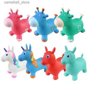 Bikes Ride-Ons Kids Animal Inflatable Bouncy Horse Hopper Soft Vaulting Horse Bouncer PVC Jumping Leech Ride on Children Baby Play Toys Q231018