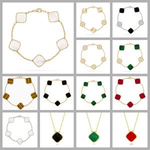 سوار البرسيم الفاخر Vanly Cleefly Designer Jewelry for Women 4/ Four Leaf Clover Bizelet Green Black 18k Gold Agate Shell Mother of Pearl Gifts Gift