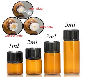 100pcslot 1ml 2ml 3ml 5ml Amber Glass Bottle With Plastic Lid Insert Essential Oil Glass Vials Perfume Sample Test Bottle2388787