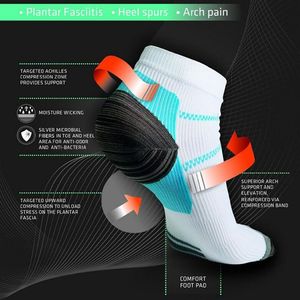 Hela-1Pair Compression Socks Men Anti-Fatigue Plantar Fasciitis Heel Spurs Pain Sport Running Short Sock For Men Women RD6026328T