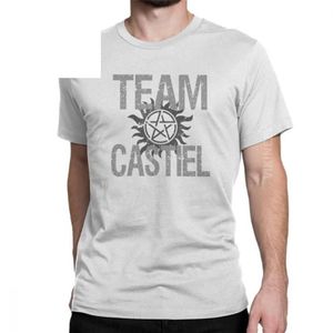 Herren T-Shirts Man Supernatural T-Shirt Team Castiel Spn Brothers Vintage Crewneck Kurzarm Tops T-Shirt Normal252u