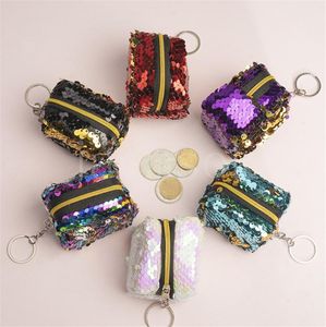 Square Pink Coin Purse Wallet Fashion Sequin Mini For Women Children Girl Small Handbag Clutch Purses Wholesale DD066