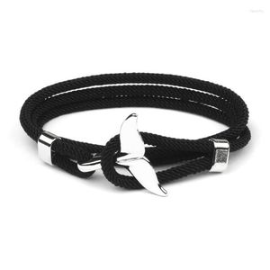 Braccialetti con ciondoli Moda Delfino Coda di pesce Corda fatta a mano Vela nautica Brazalet per donna Uomo Surf Gioielli da spiaggia Fawn22338a