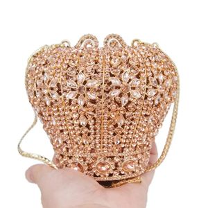 Kvällspåsar khnmeet stilfullt söt kristallkrona designer handväska bröllop promenad väskor kvinnliga pochette diamant armlets sm26 231017