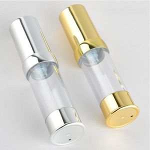 5 ml 10 ml 30 ml leere Pumpflaschen Gold Silber 15 ml Airless-Flasche für kosmetische Emulsionsessenz-Kosmetikbehälter Jxlup Wkvio