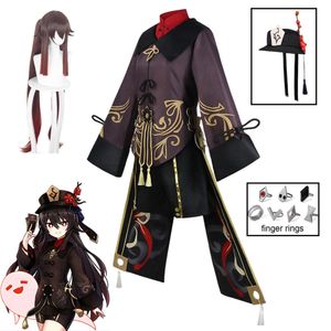 Hutao cosplay jogo genshin impacto cosplay traje hu tao estilo chinês uniforme peruca conjunto traje de halloween roupas para womencosplay